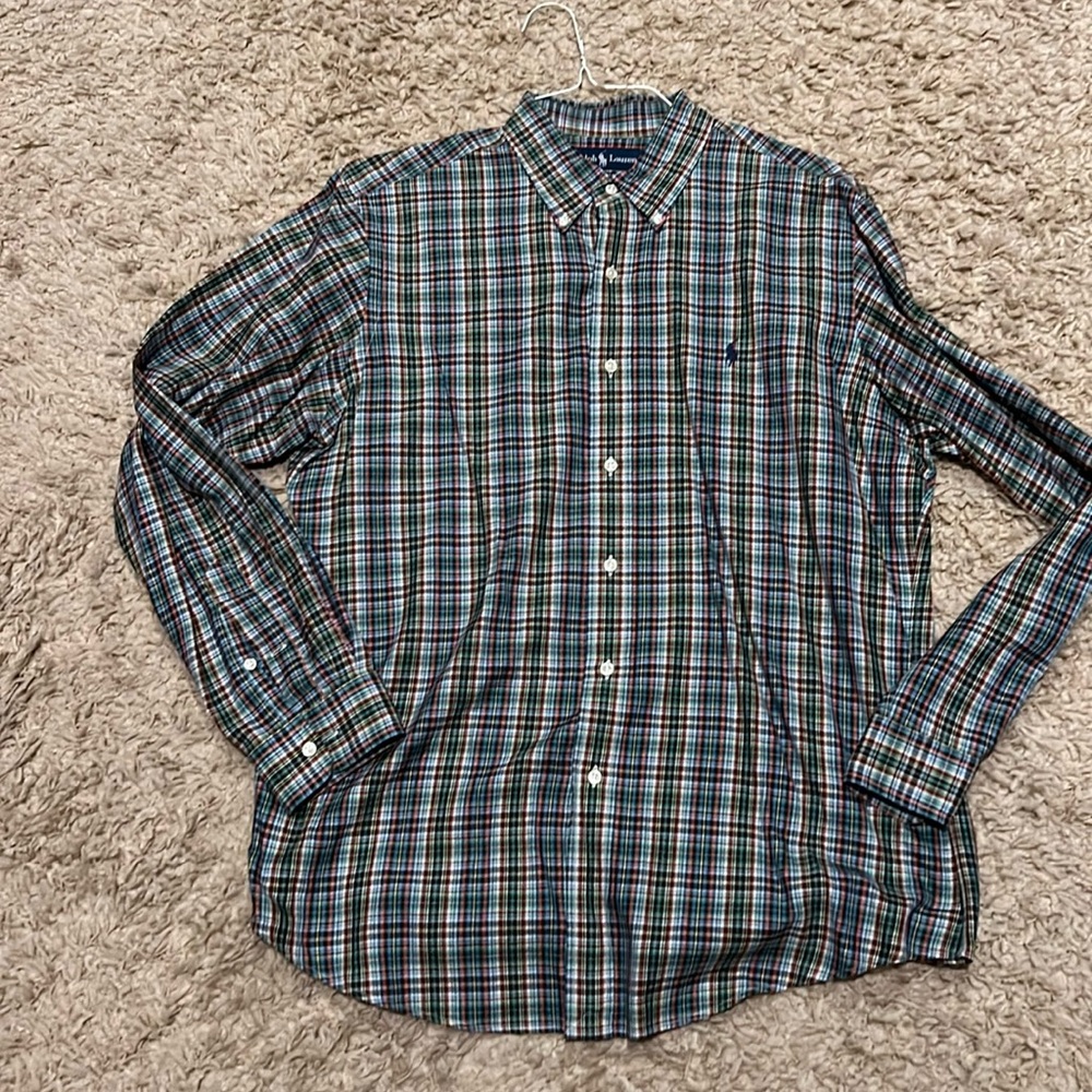 Polo Ralph Lauren Custom Fit LS Men’s Button Down Plaid Shirt Large